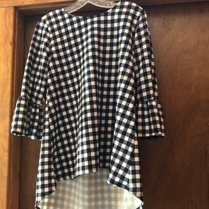 Navy and White Gingham top and skirt